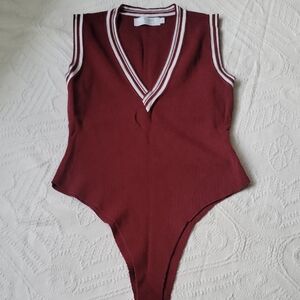 Elegant Burgundy Sleeveless Bodysuit